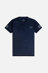 Arm Stripes Sports T Shirt - Navy Blue